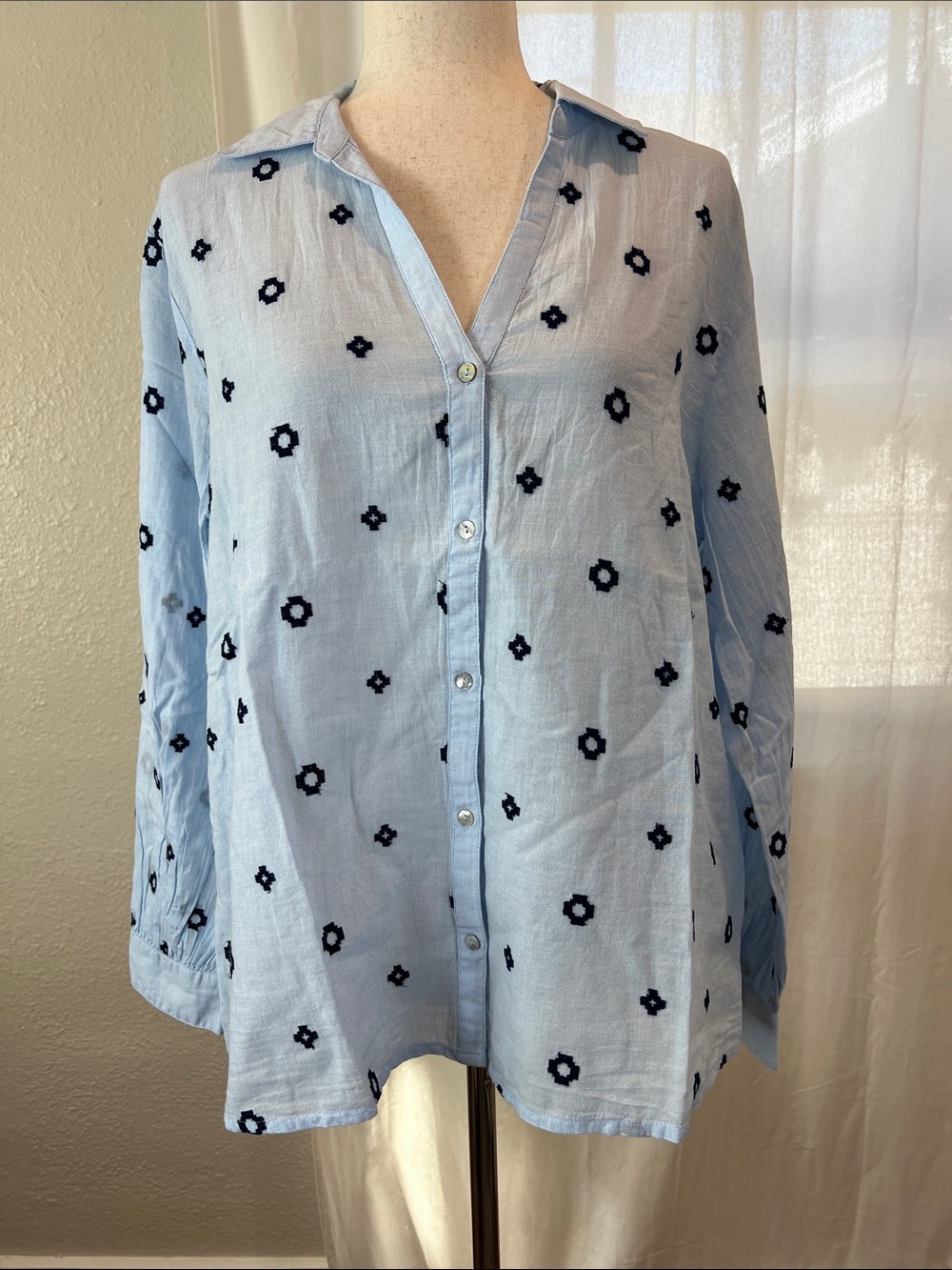 B.young Byfabienne Longsleeve Light Blue Embroidered Shirt. Size XL. NWT